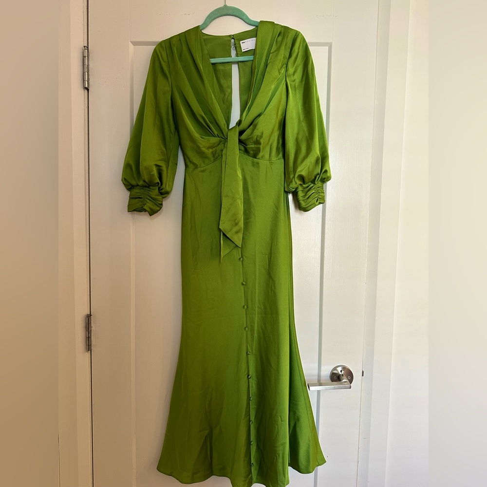Green satin ASOS midi dress. Never worn! Perfect condition.